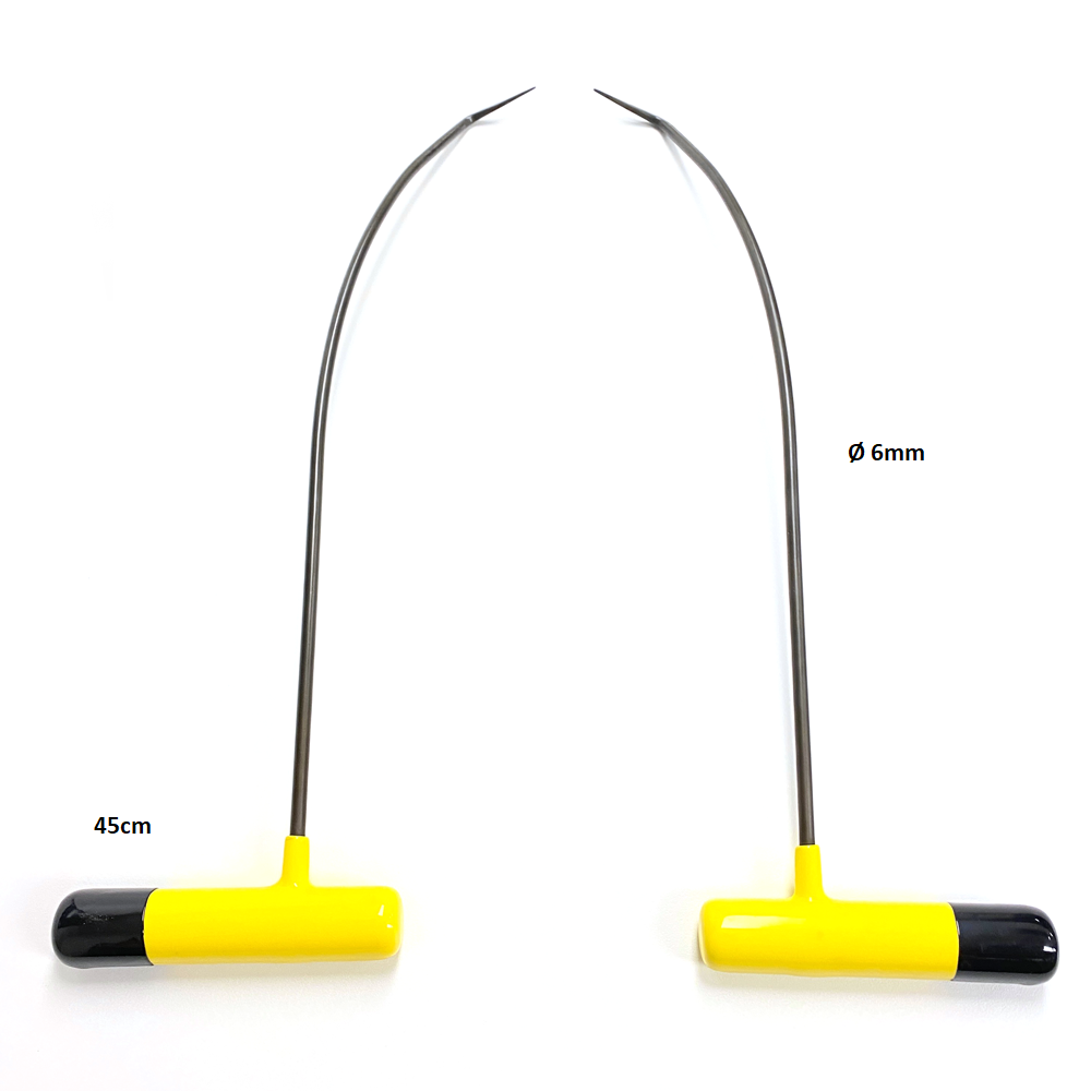 2 tiges à courbe jaunes, outils PDR, 45 cm / 6 mm