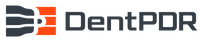 The logo for DentPDR, featuring a stylized dental tool icon in black and orange on the left, next to the brand name 'DentPDR' in dark gray on a white background.