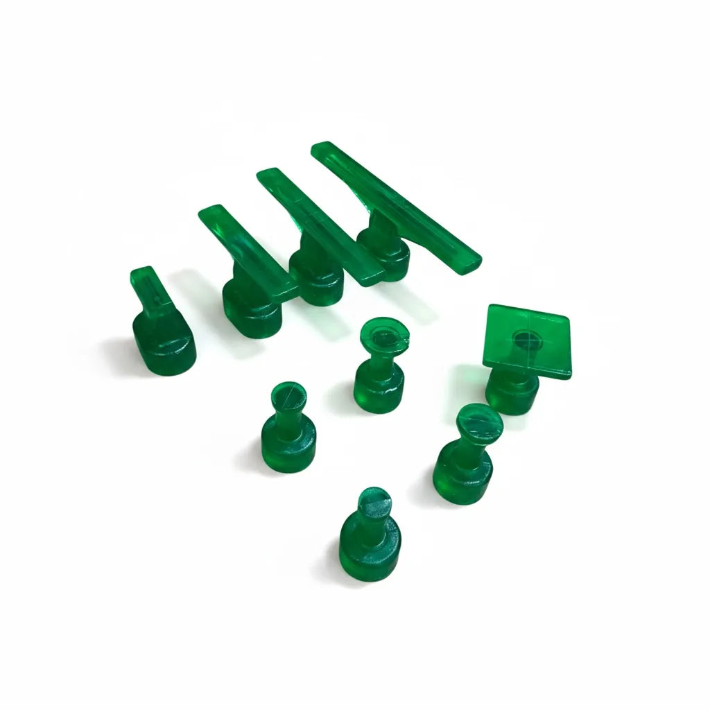 Set de 9 pastilles de colle PDR vert transparent
