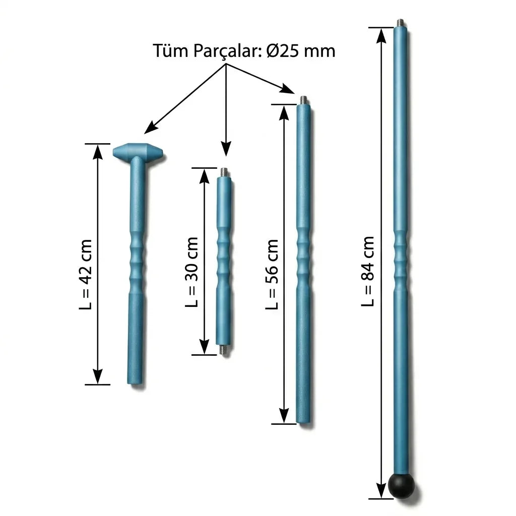 Juego de varillas de techo DentPDR de aluminio de 210 cm (25 mm)