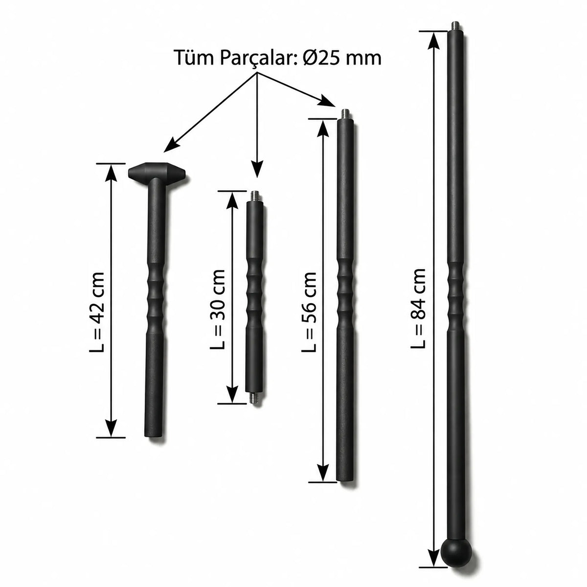Juego de varillas de techo DentPDR de aluminio de 210 cm (25 mm)