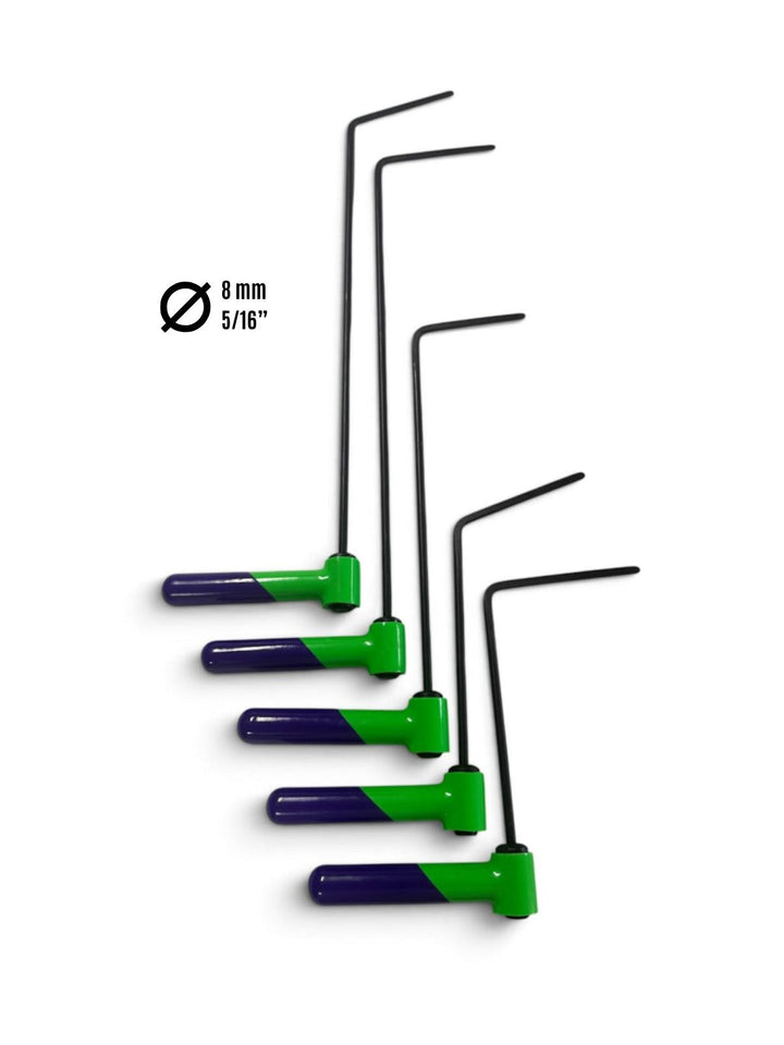 Set de 5 tiges PDR orientables à 360° à poignée réglable, 8 mm / 5/16” (embout rond)