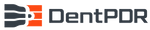 The logo for DentPDR, featuring a stylized dental tool icon in black and orange on the left, next to the brand name 'DentPDR' in dark gray on a white background.