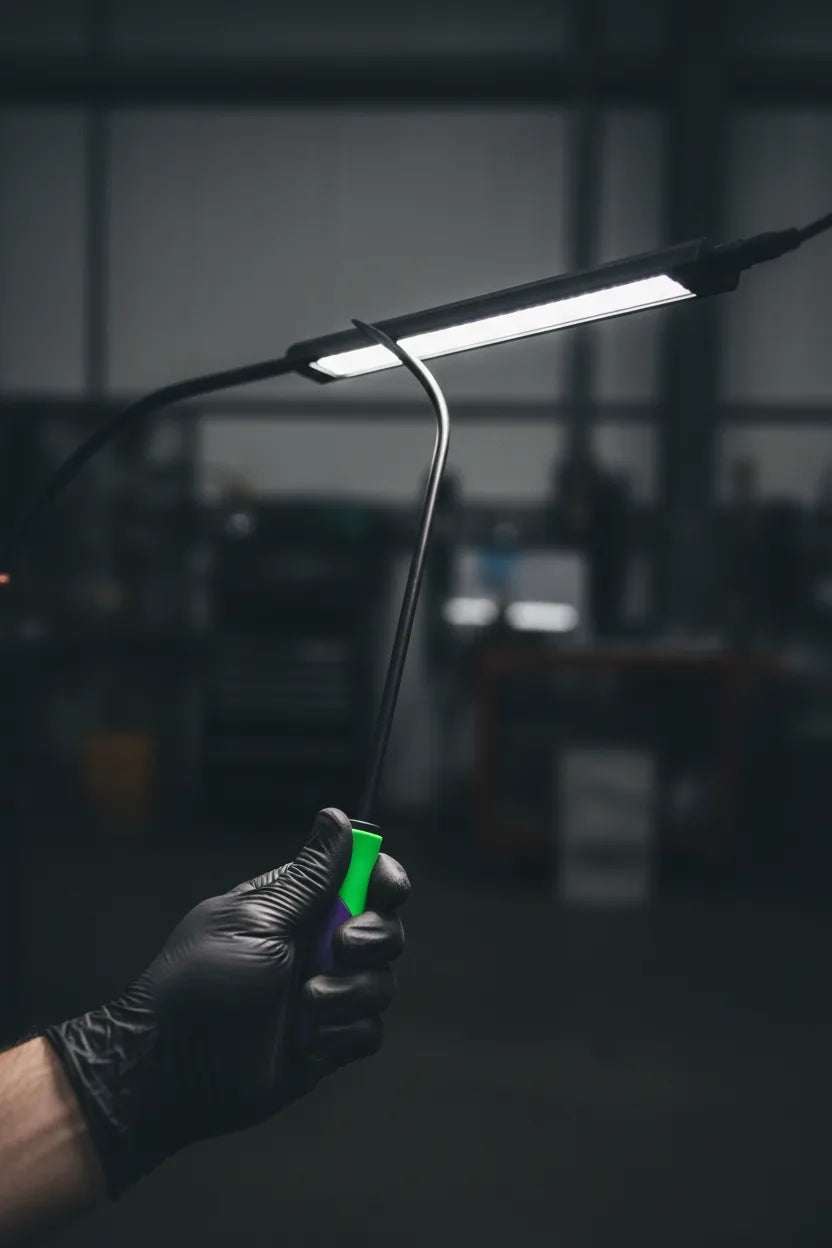 PDR rod receiving a final quality inspection under a workshop lamp